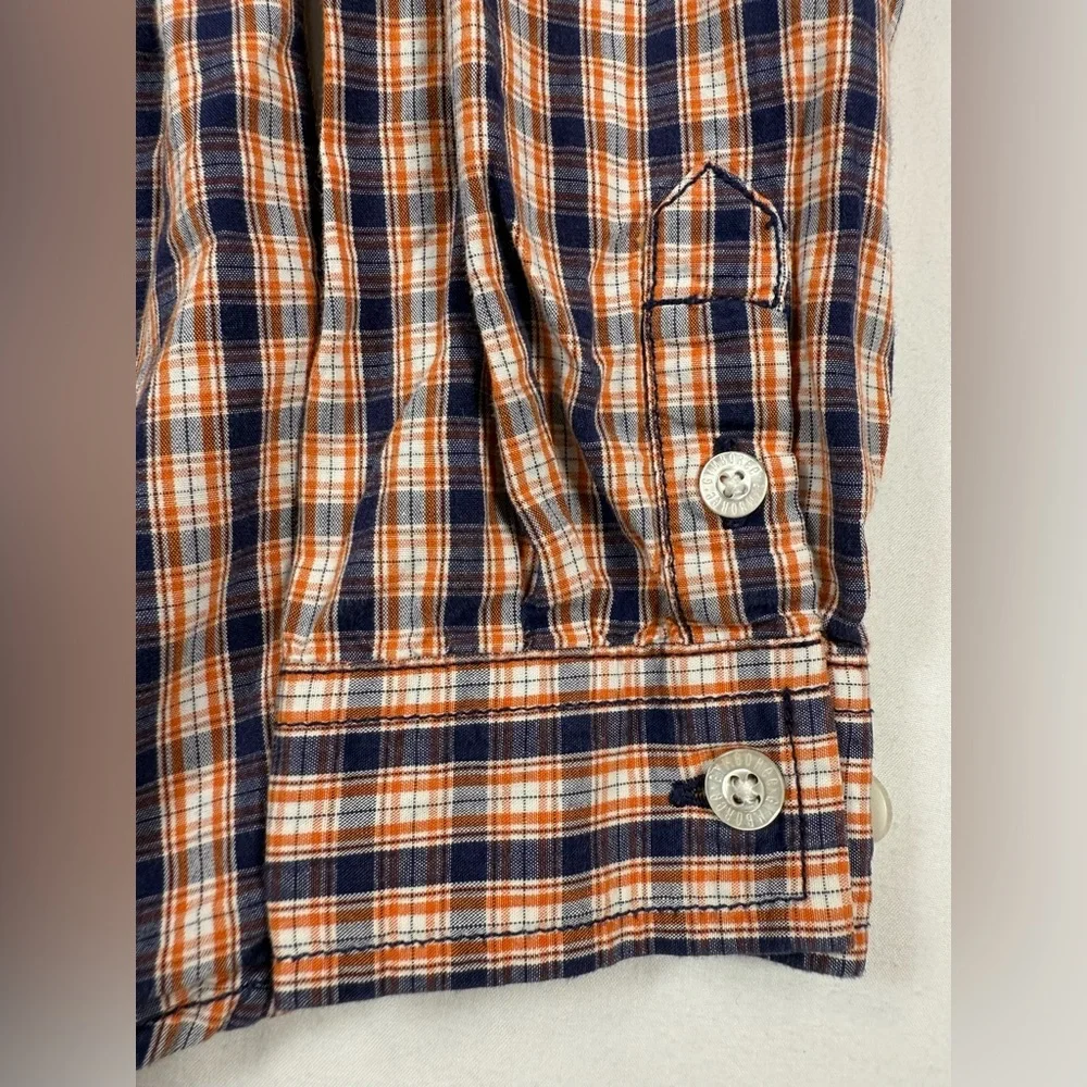 VINTAGE GYMBOREE Boys Y2K Trailblazer Plaid Button Down‎ Shirt Large 5 Rustic
